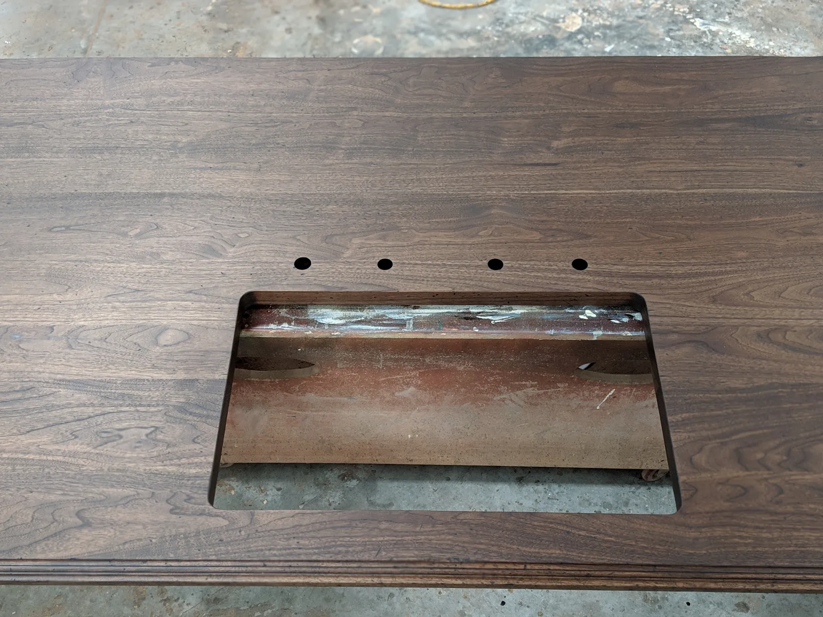 Distressed Plank Style Walnut Island Top With Sink