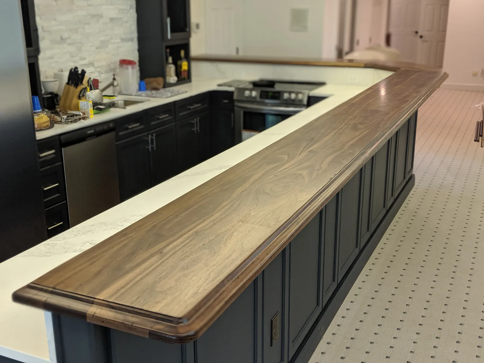 Distressed Walnut Bar Top
