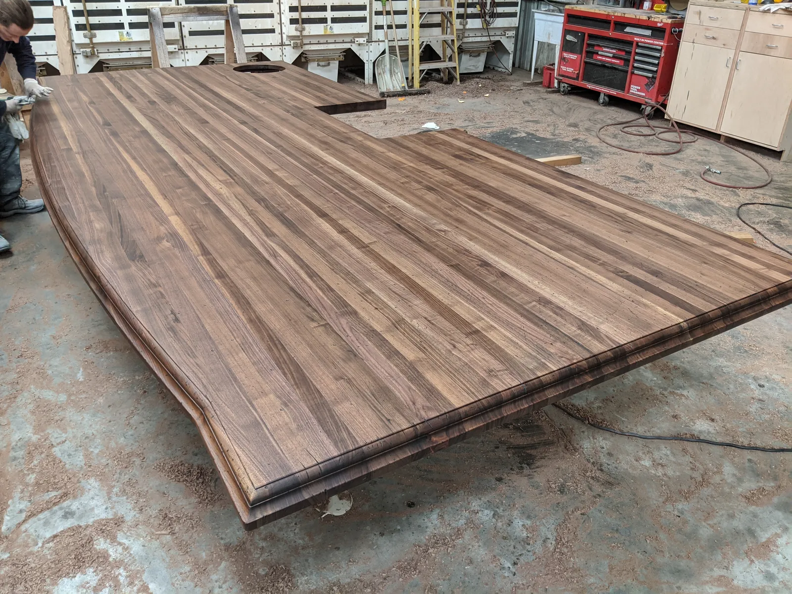 Distressed Edge Grain Walnut Island Top