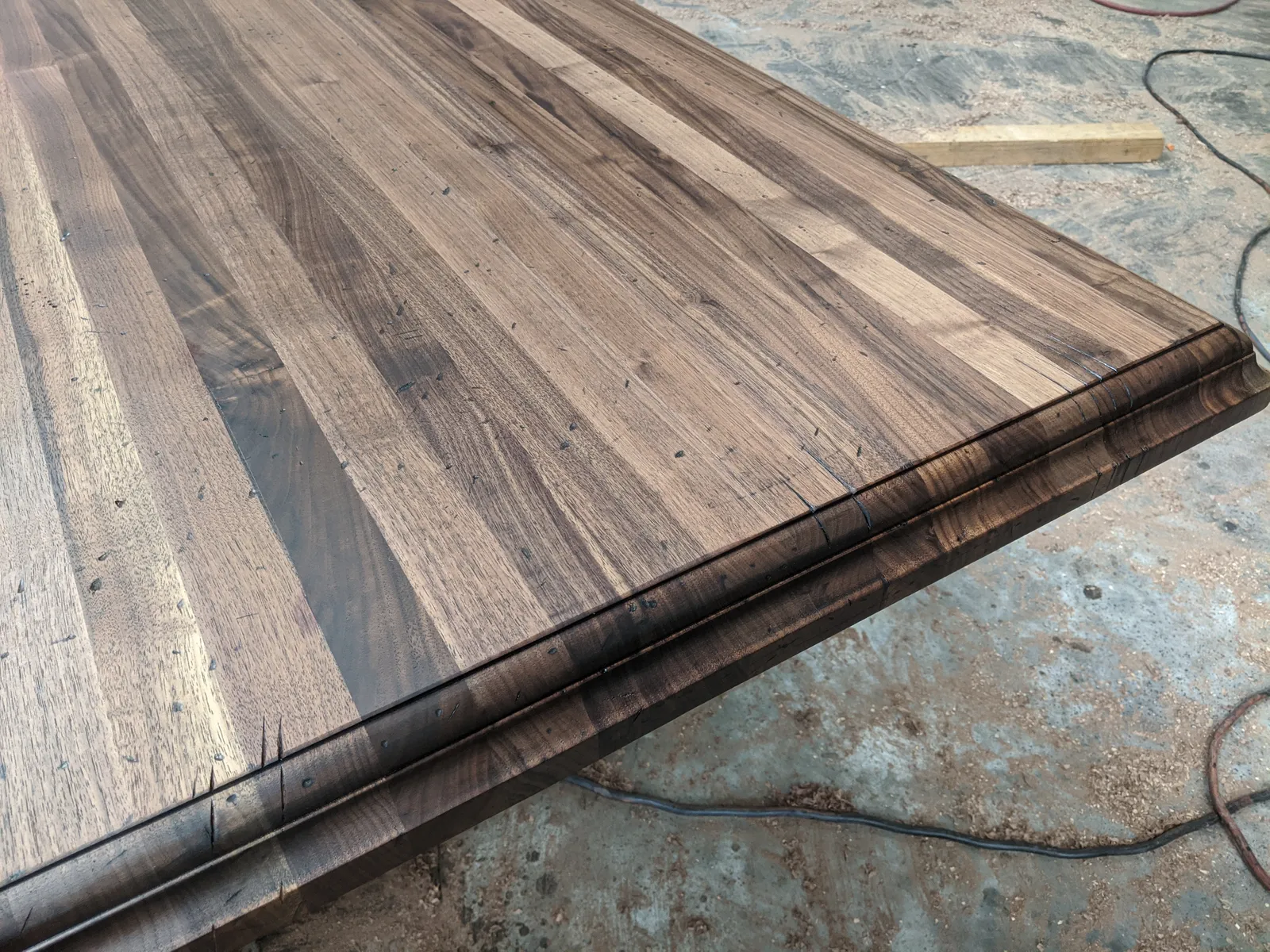 Distressed Edge Grain Walnut Island Top
