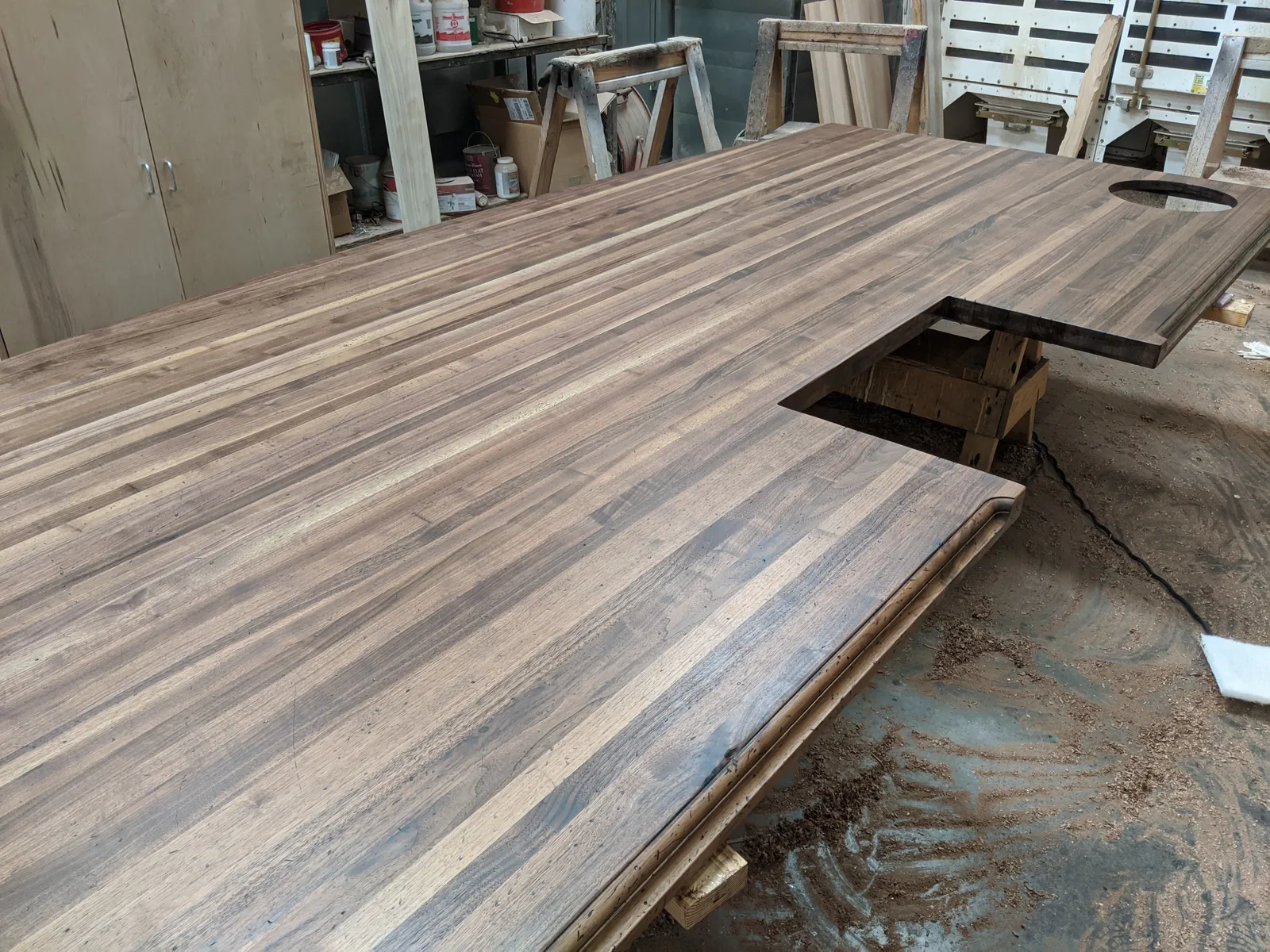 Distressed Edge Grain Walnut Island Top