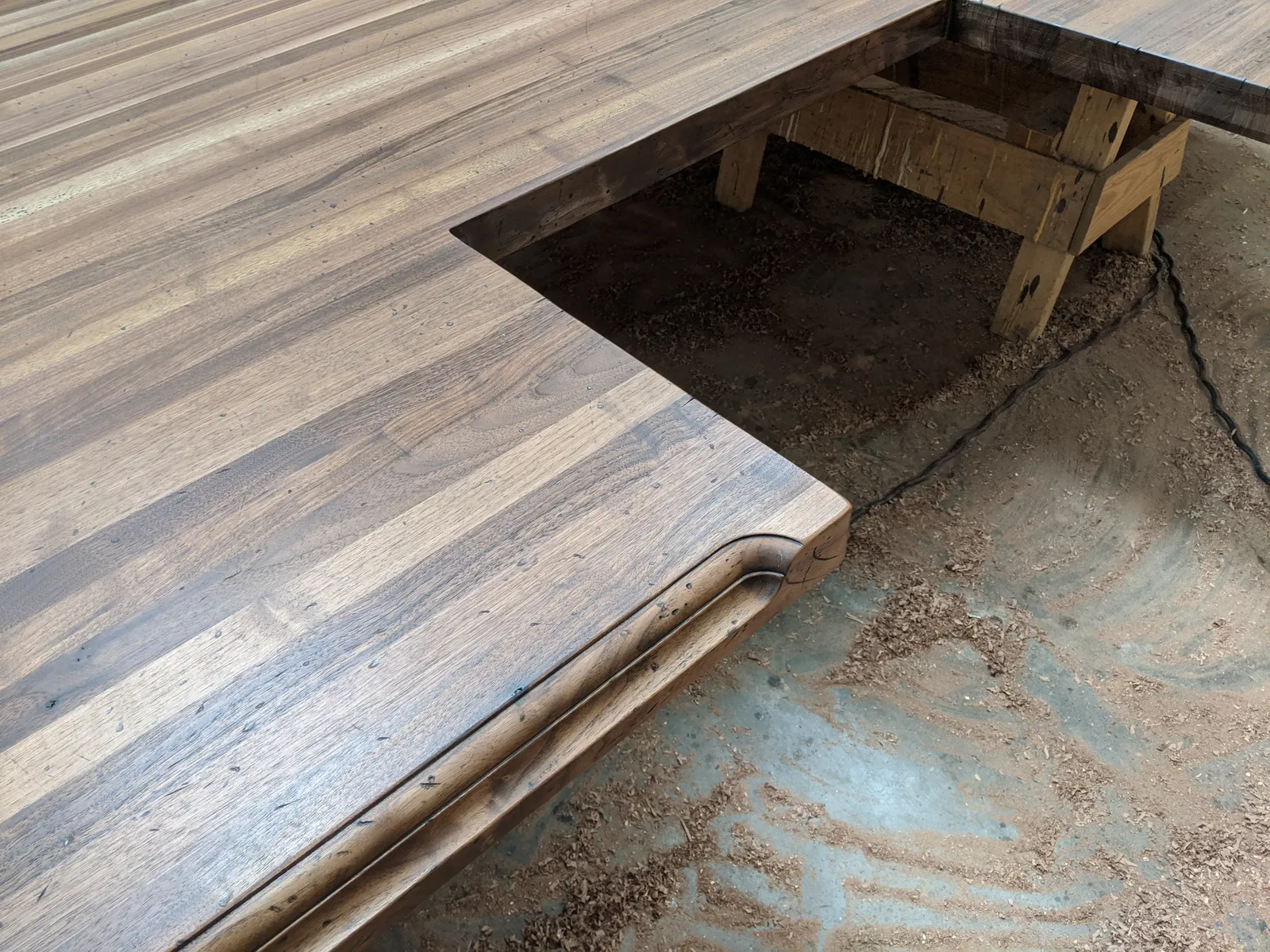Distressed Edge Grain Walnut Island Top