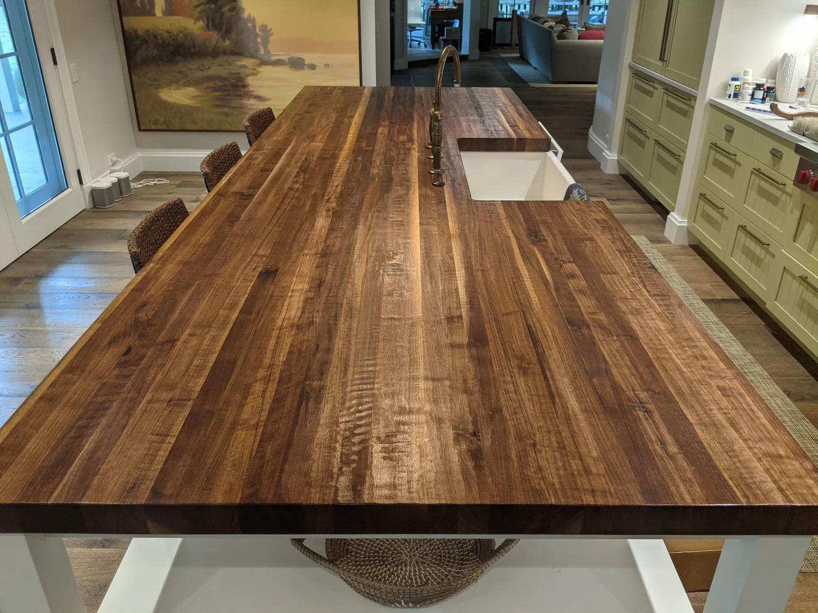 Hand Hewn Walnut Kitchen Island