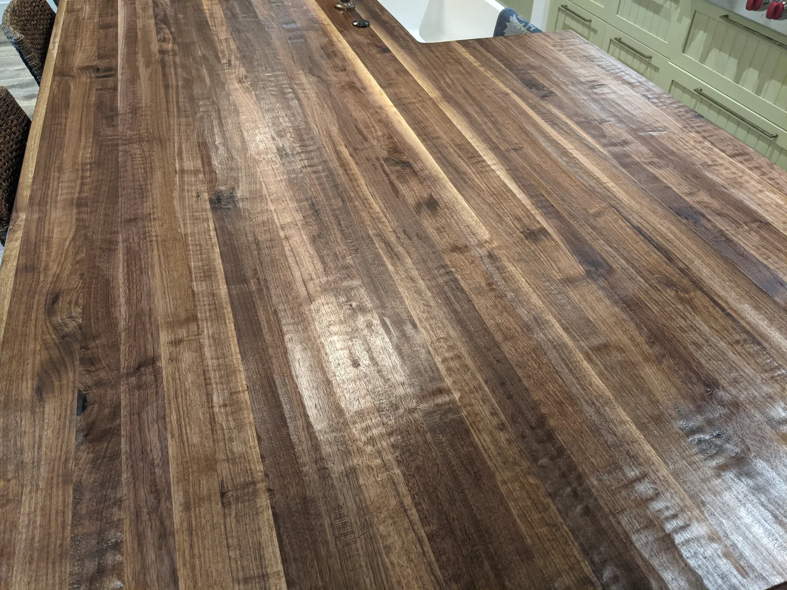 Hand Hewn Walnut Kitchen Island
