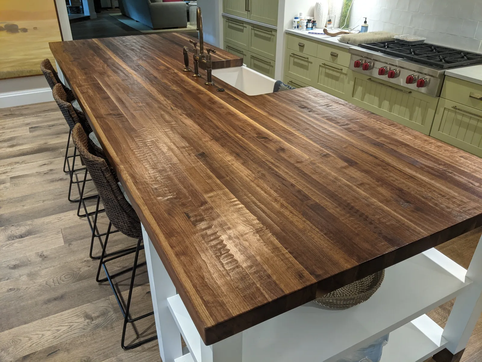 Hand Hewn Walnut Kitchen Island
