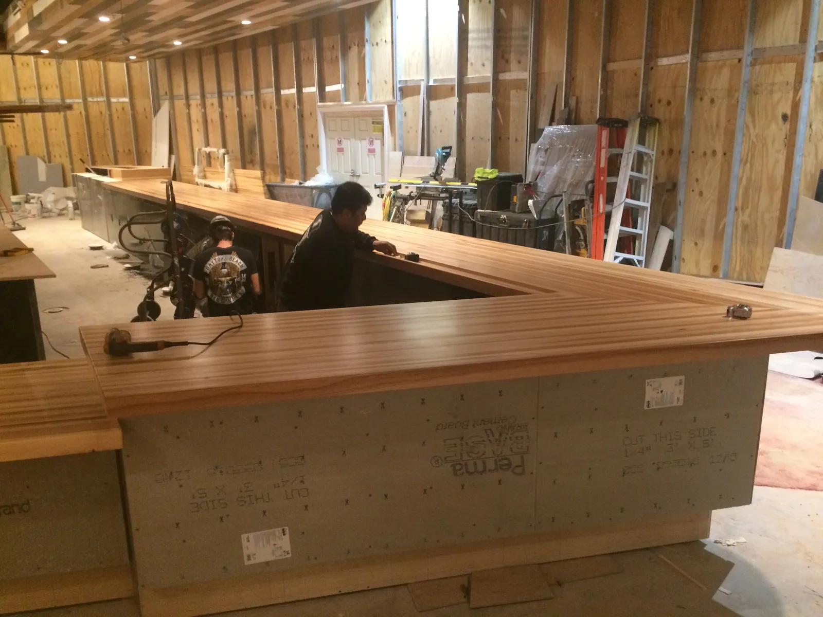 Custom hickory butcher block bar top
