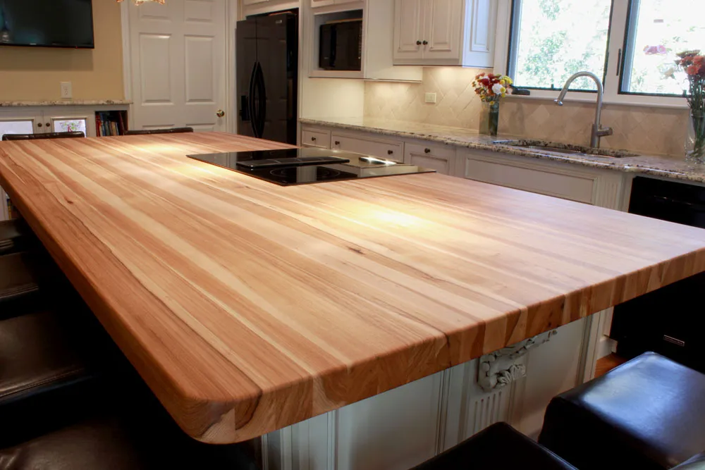 Custom Hickory Butcher Block Kitchen Island top
