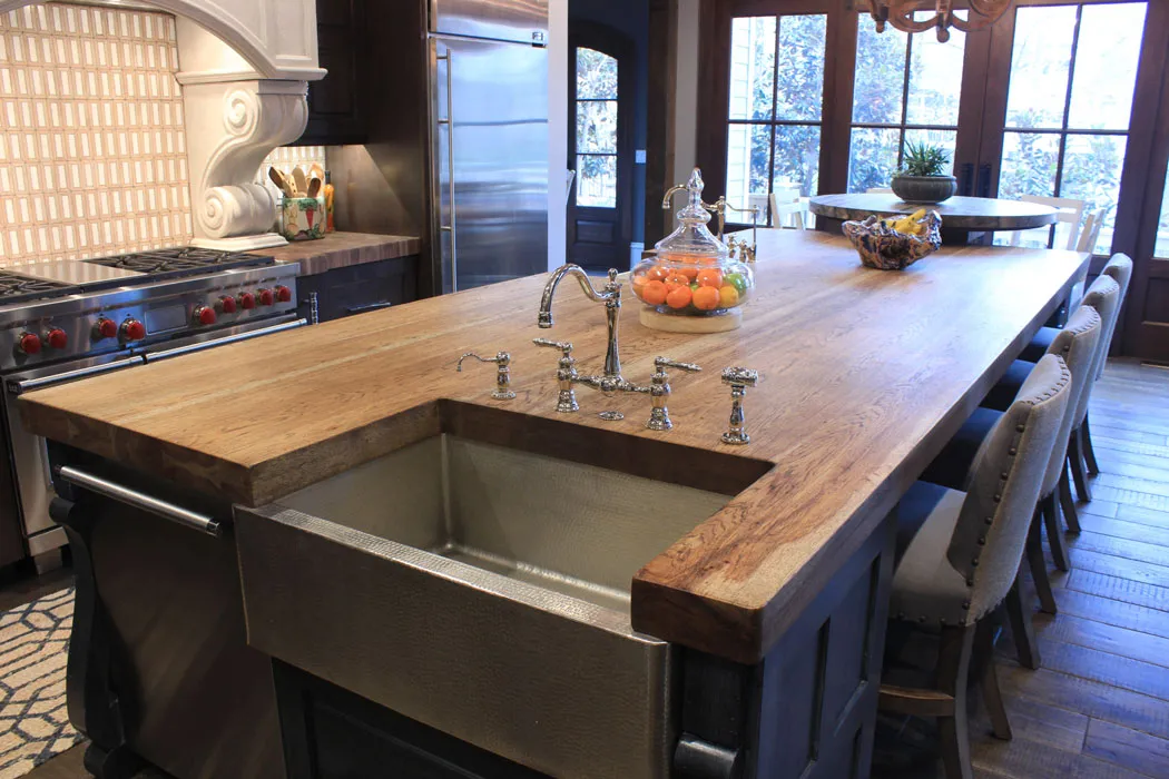 Custom hickory countertop for a kitchen island