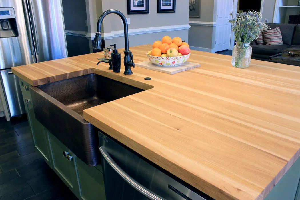 Custom hickory butcher block kitchen island