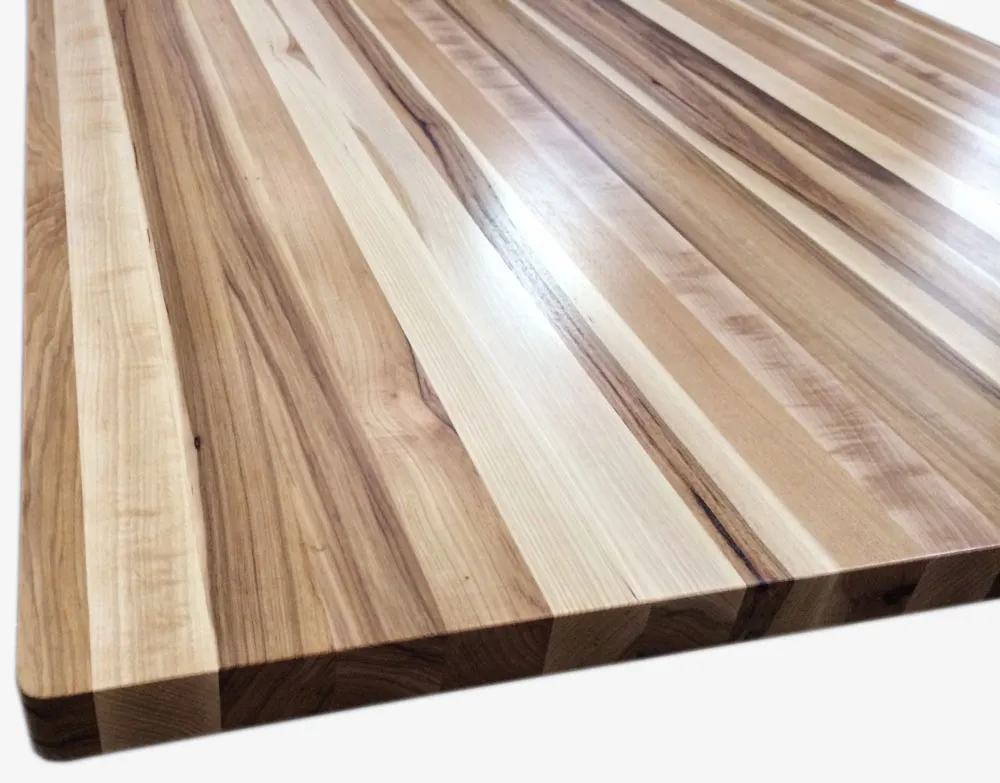Detail of custom hickory butcher block countertop