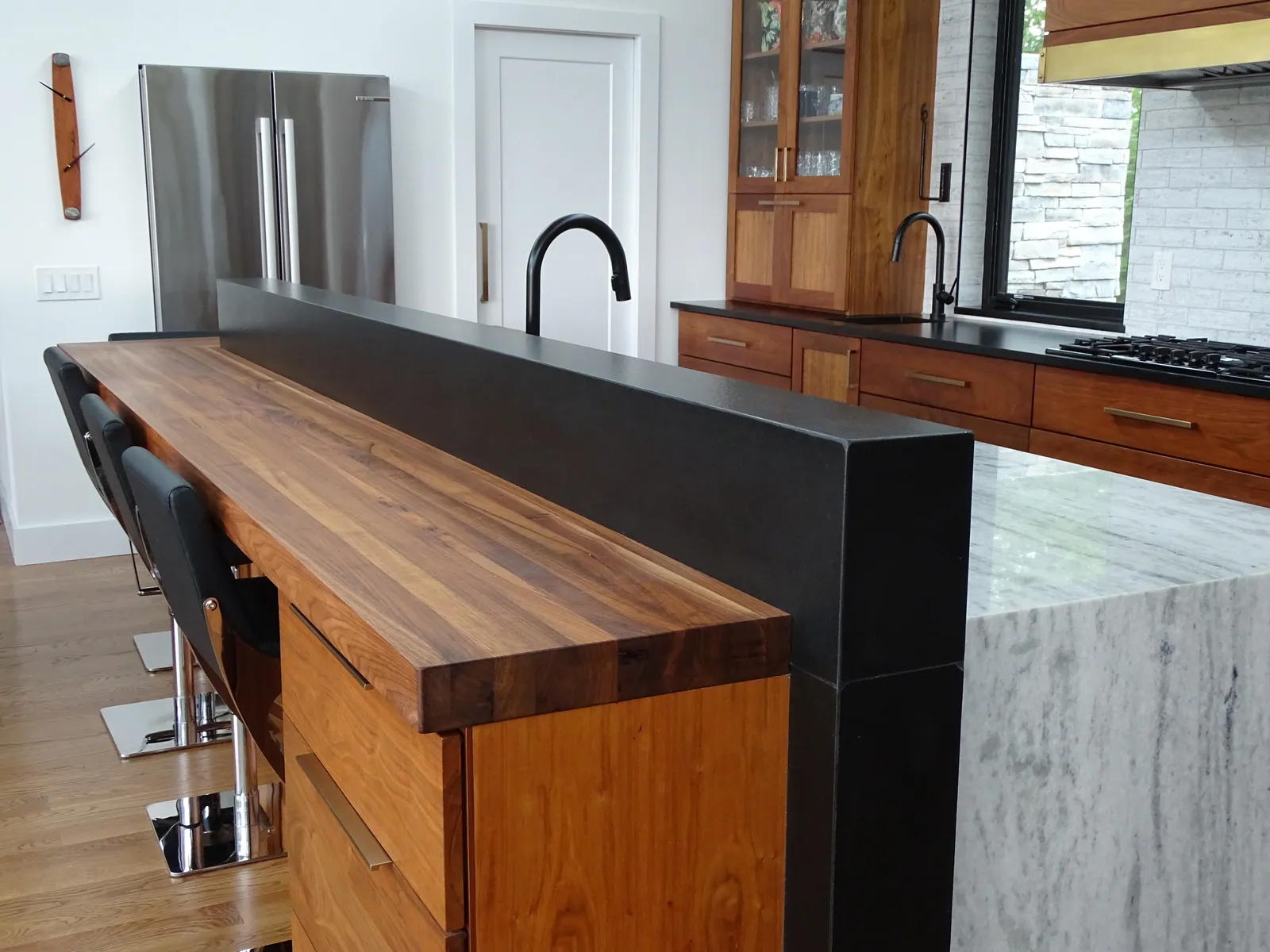 Contemporary Walnut Butcher Block Bar Top