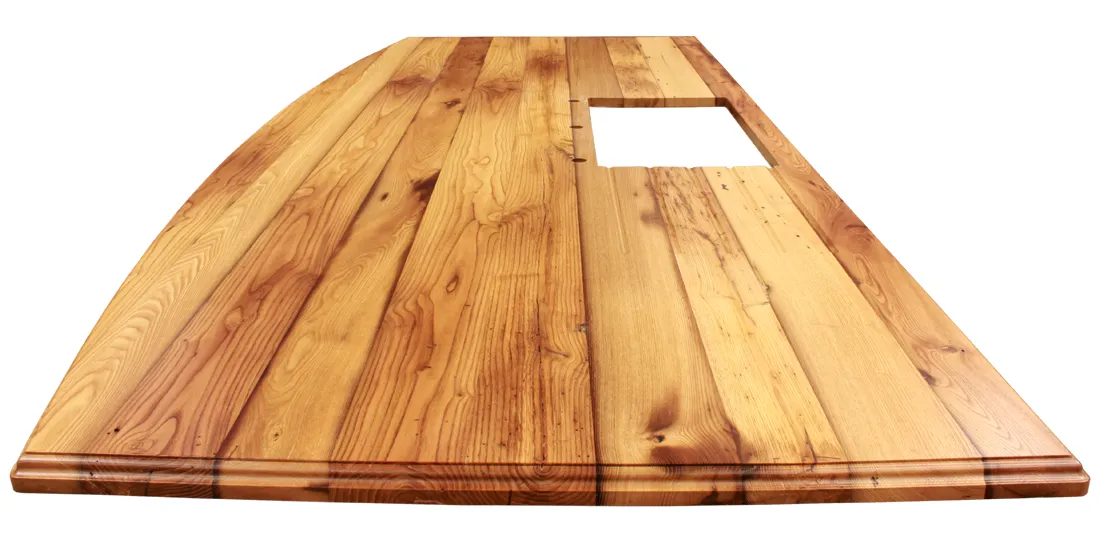 Reclaimed Wormy Chestnut Kitchen Island Top With Undermount Sink