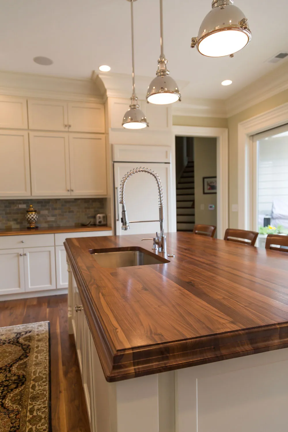 Edge Grain Walnut Kitchen Island & Countertops