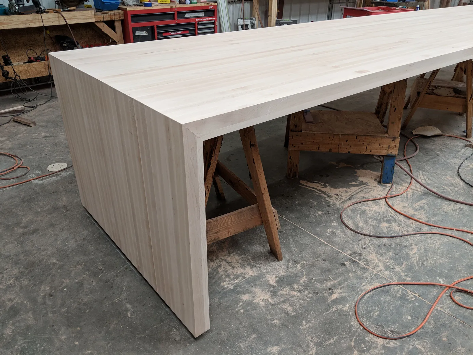 Maple countertop with waterfall end