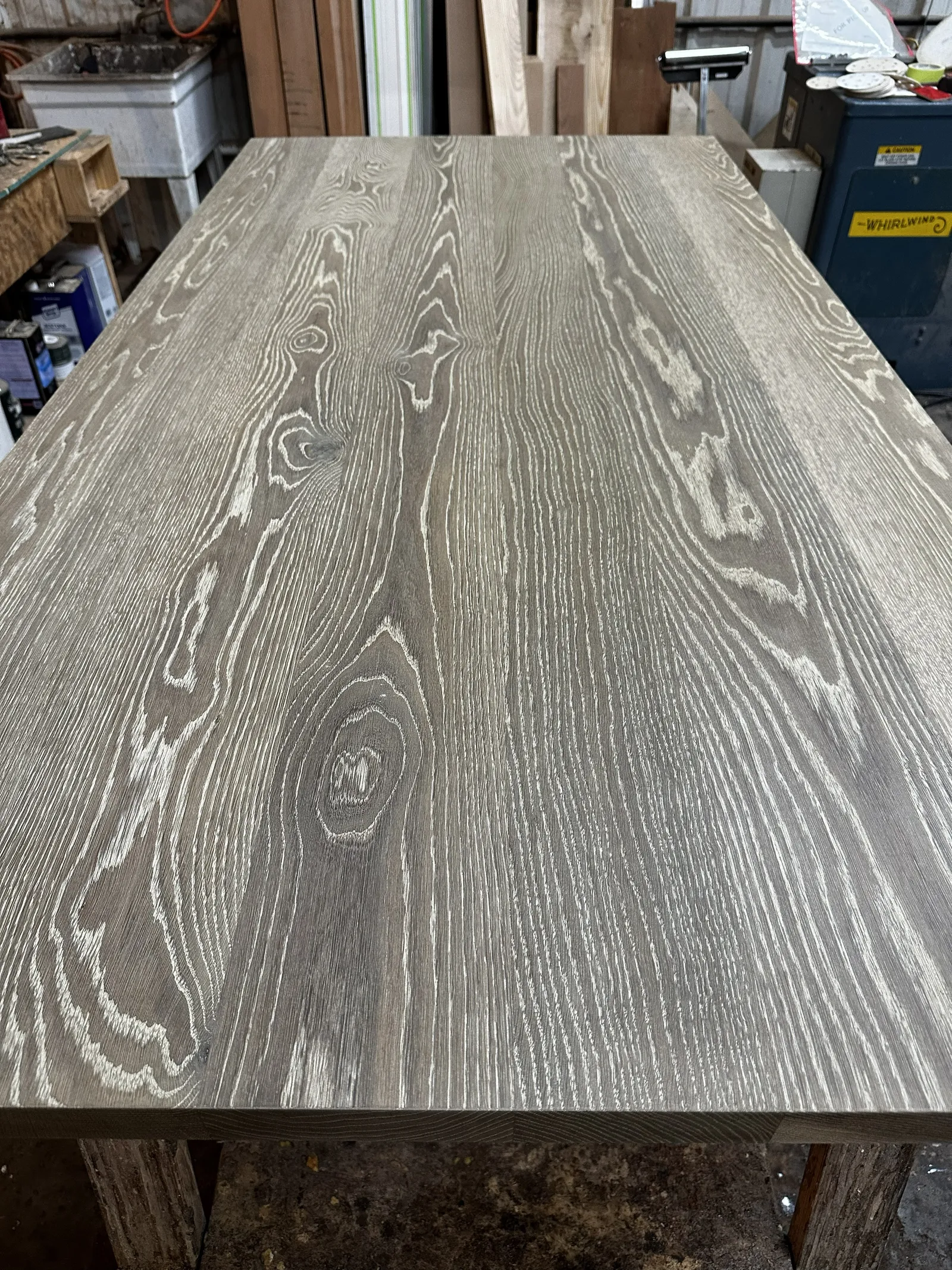 white oak kitchen island top with weathered finish