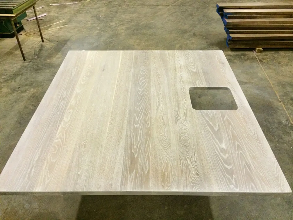Custom wood island top with sink cutout