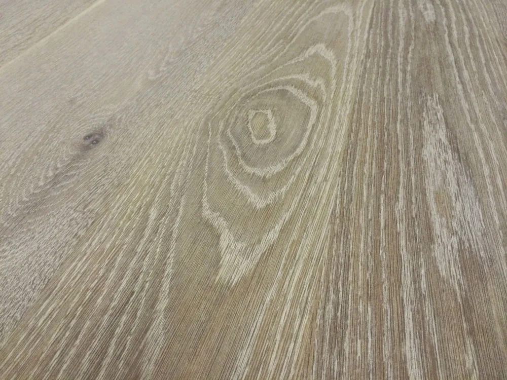 The grain of a custom wood countertop in white oak