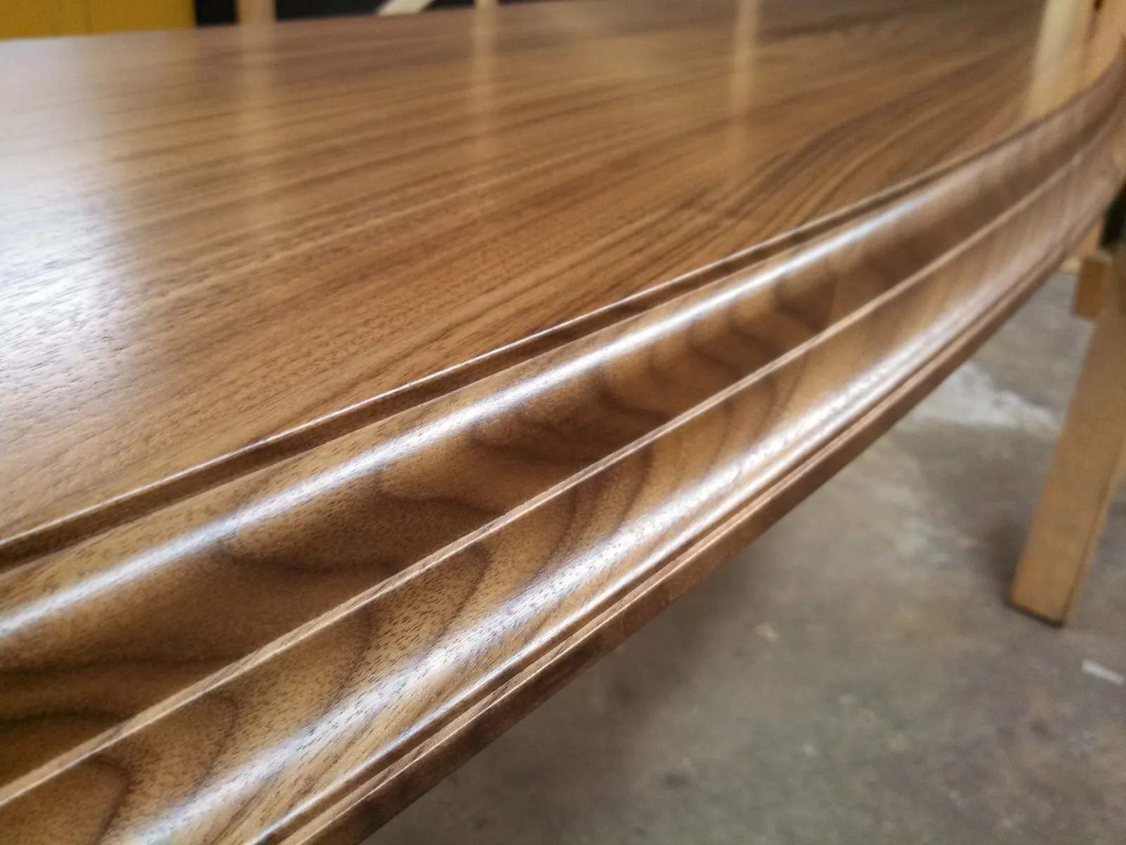 View of bar top down the profile.