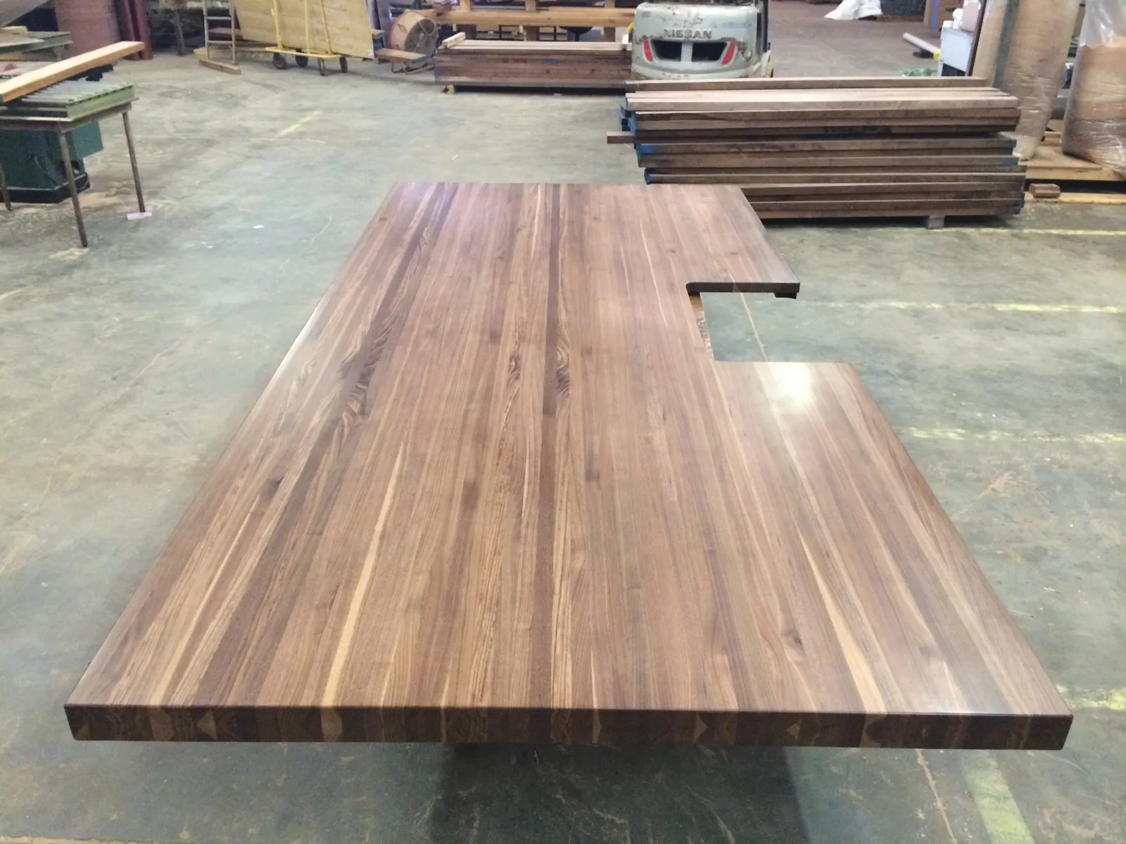 Custom walnut butcher block with built up edge