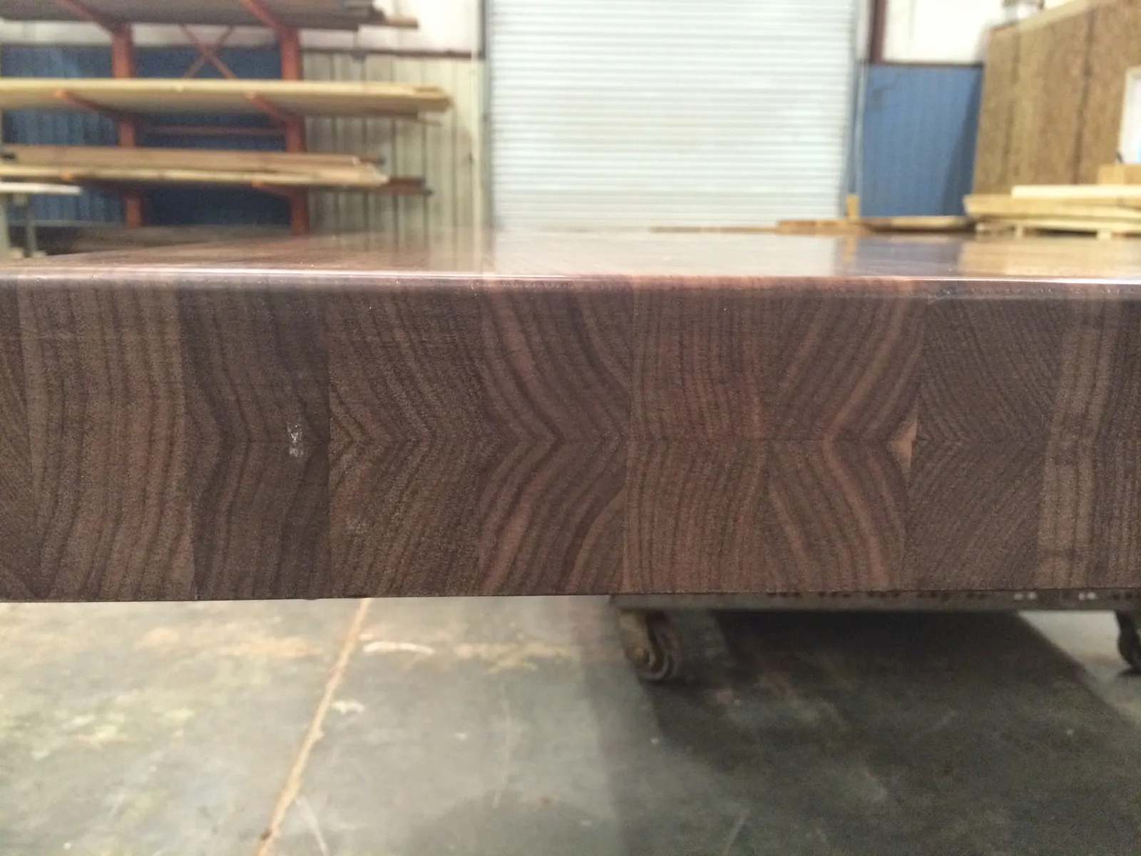 Custom walnut butcher block with built up ege