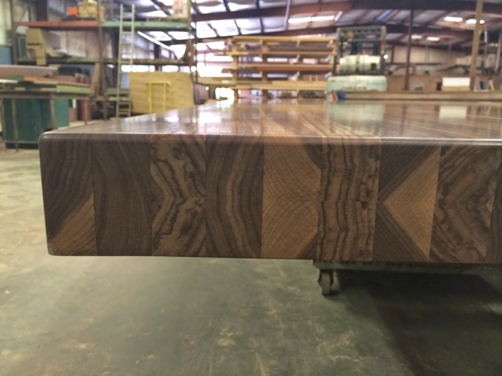 Custom walnut butcher block with built up edge