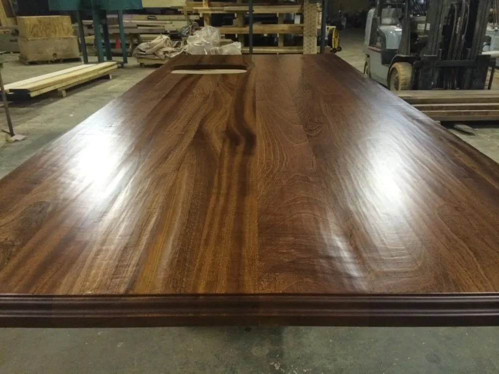 Hand hewn wooden kitchen island top