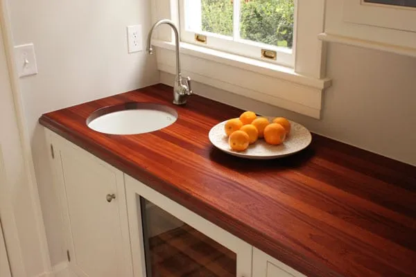 wood countertop with sink