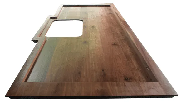 Bottom of countertop with built up edge