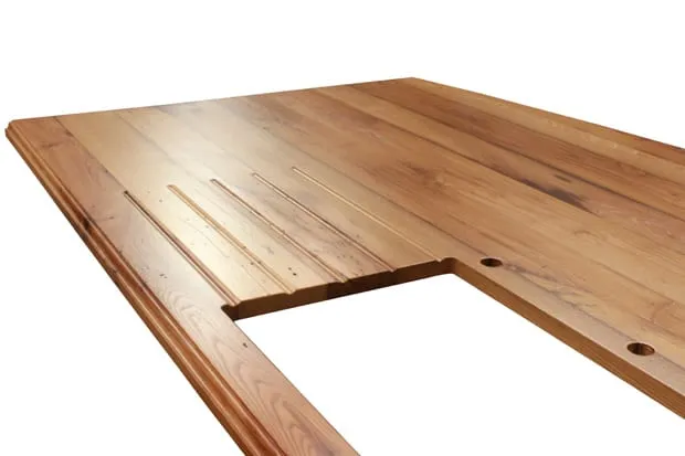 Functional detail fabricated into a custom wood countertop