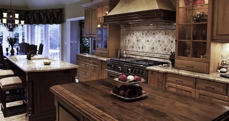 Distressed walnut kitchen island