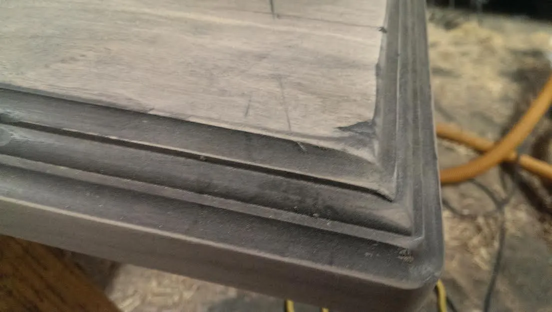 Distressed unfinished countertop corner