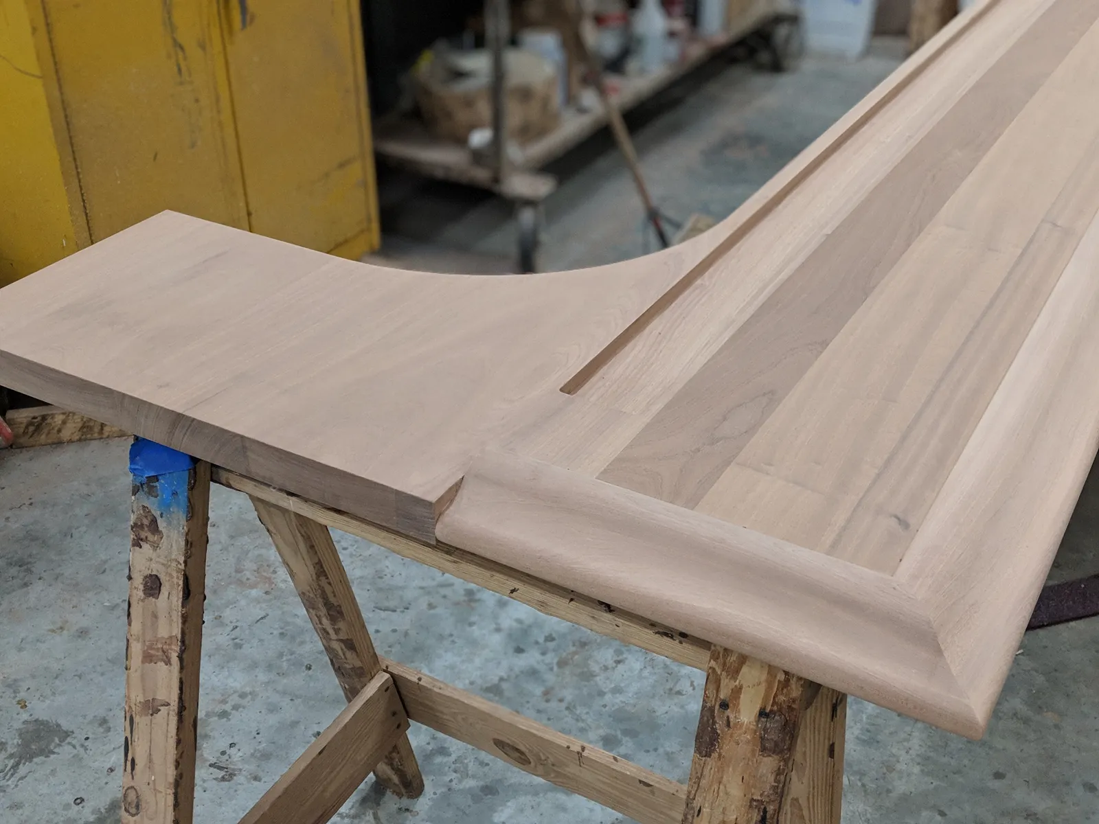 Custom Wood Bar Top With Chicago Bar Rail
