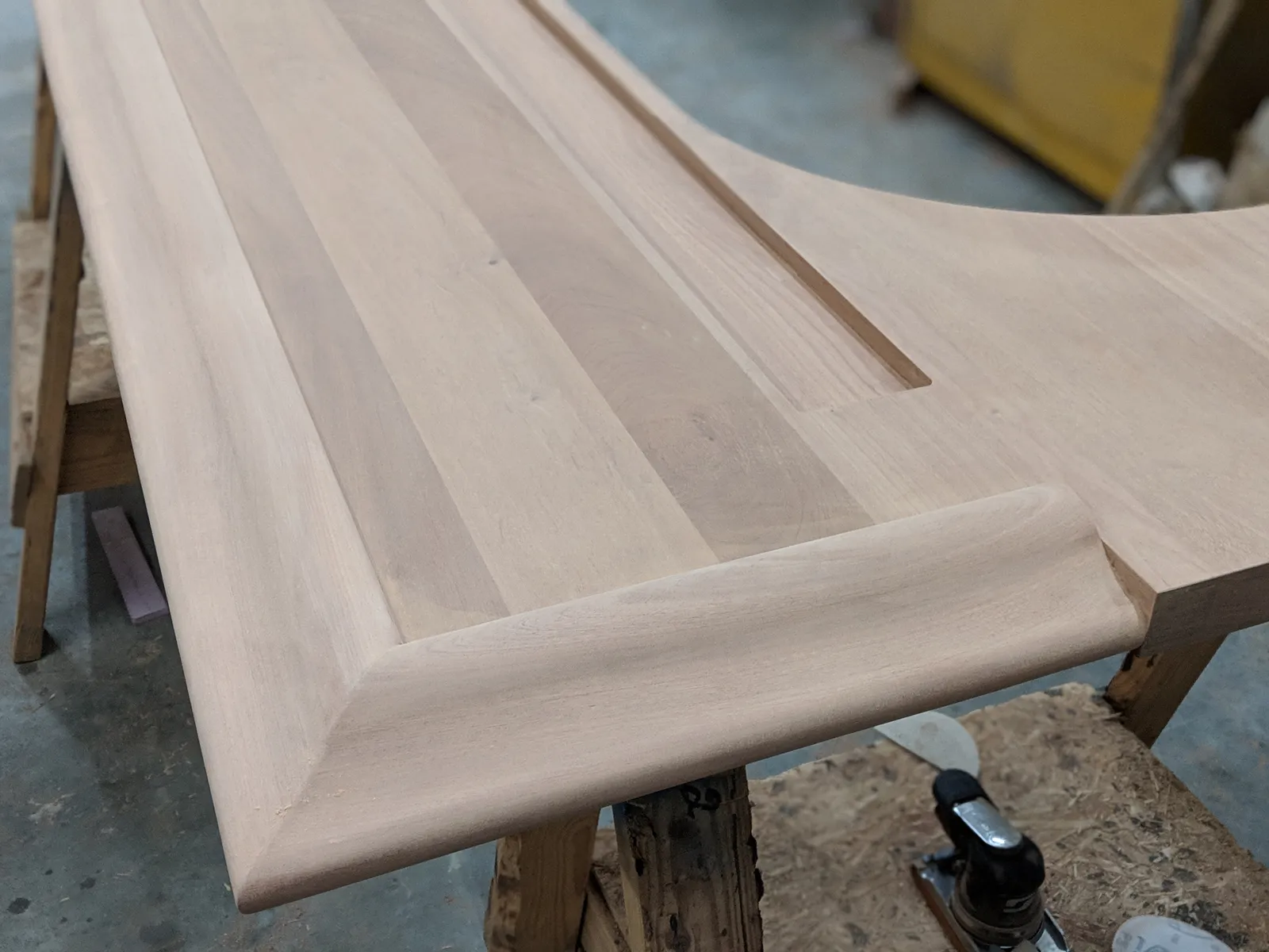 Custom Wood Bar Top With Chicago Bar Rail