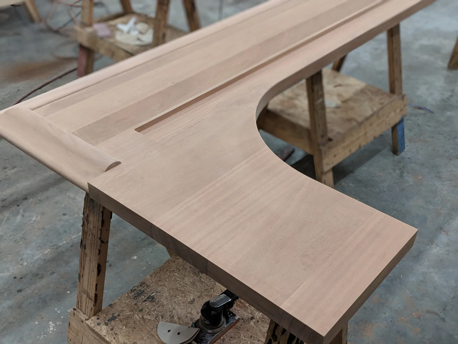 Custom Wood Bar Top With Chicago Bar Rail