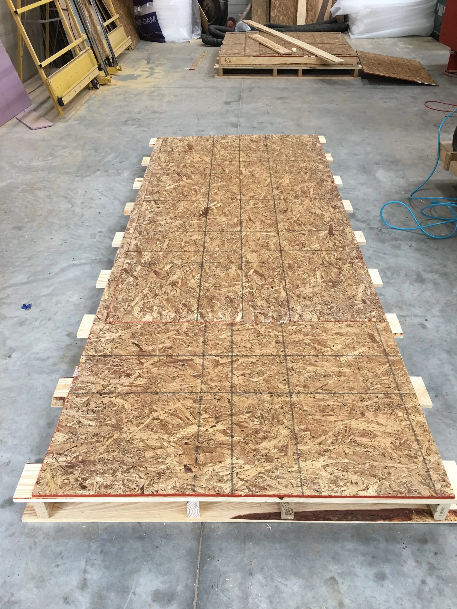 The flooring of a J. Aaron shipping pallet
