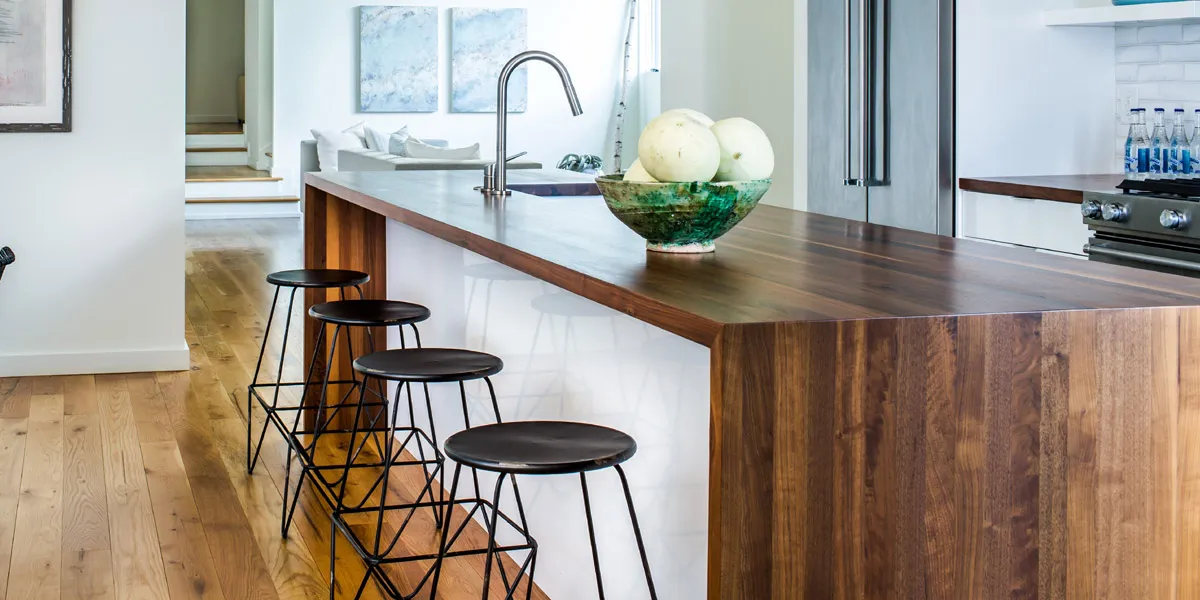 Kitchen island top with waterfall ends