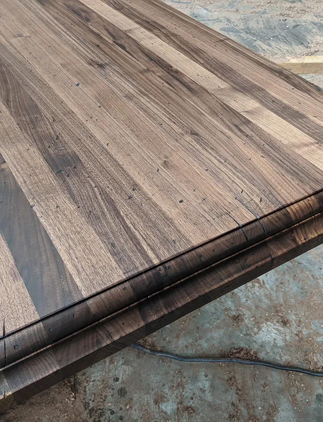 Close up of edge profile applied to a large kitchen island we made for a customer.